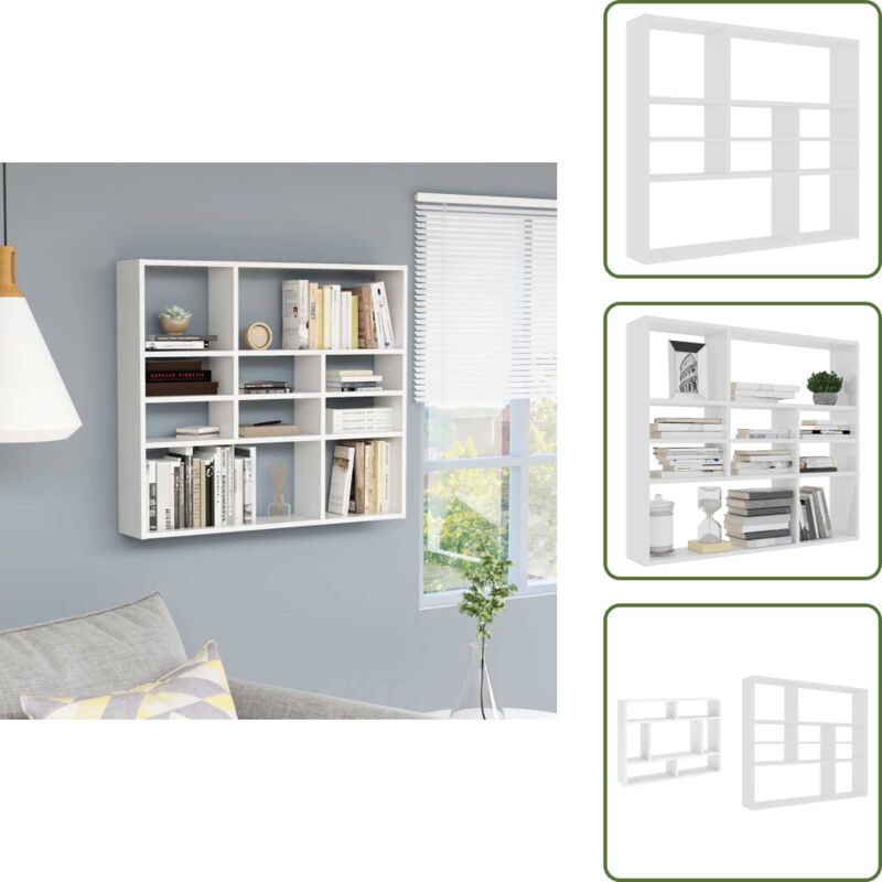 Wandregal Weiß 90x16x78 cm Holzwerkstoff - Wandregal - Holzregal - Wohnraum Dekoration - Aufbewahrungshelfe - Regal Weiß