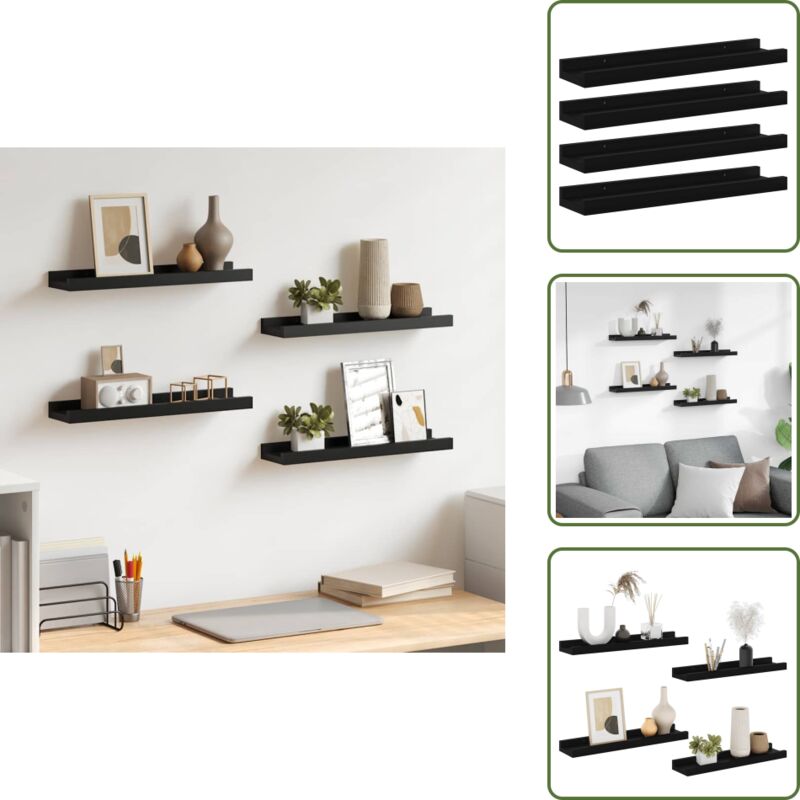 Wandregale 4 Stk. Schwarz 40x9x3 cm - Wandregal - Schwarzes Wandregal - Regal Schwarz - Möbel Für Die Wand - Wanddekoration