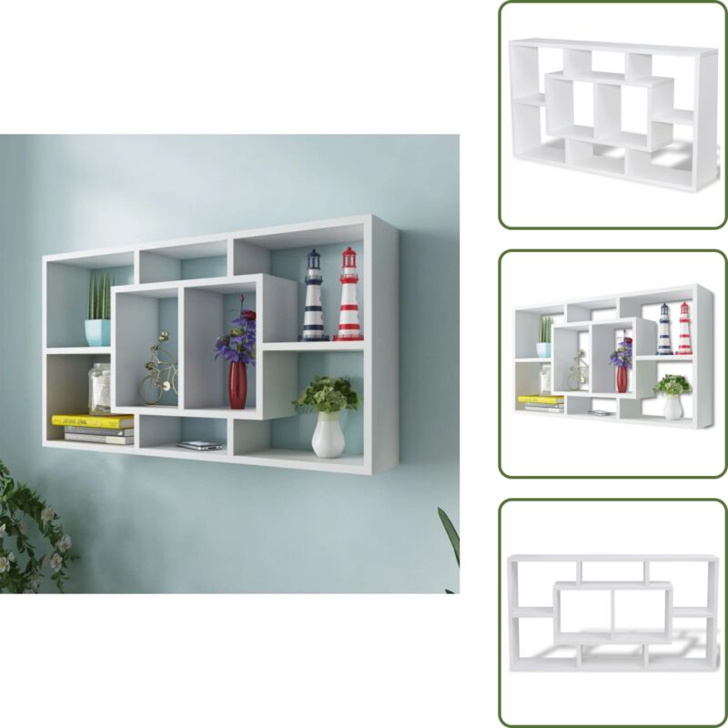 Wandregal Hängeregal mit 8 Fächern Weiß - Hängeregal - Wandregal - Regal Weiß - Wohnraumdeko - Aufbewahrungshelf