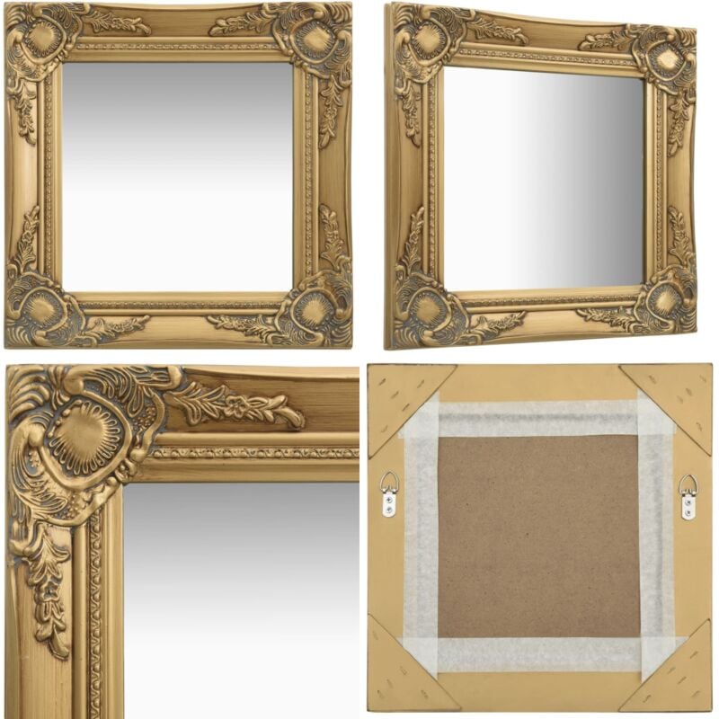 Wandspiegel im Barock-Stil 40x40 cm Golden - Wandspiegel - Barockstil - Goldener Spiegel - Quadratischer Spiegel - Vintage Spiegel - Home & Living