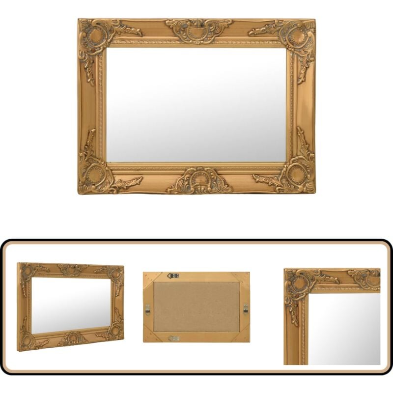 Vidaxl - Wandspiegel im Barock-Stil 60x40 cm Golden - Barockspiegel - Wandspiegel - Goldener Spiegel - Rechteckiger Spiegel - Vintage Spiegel