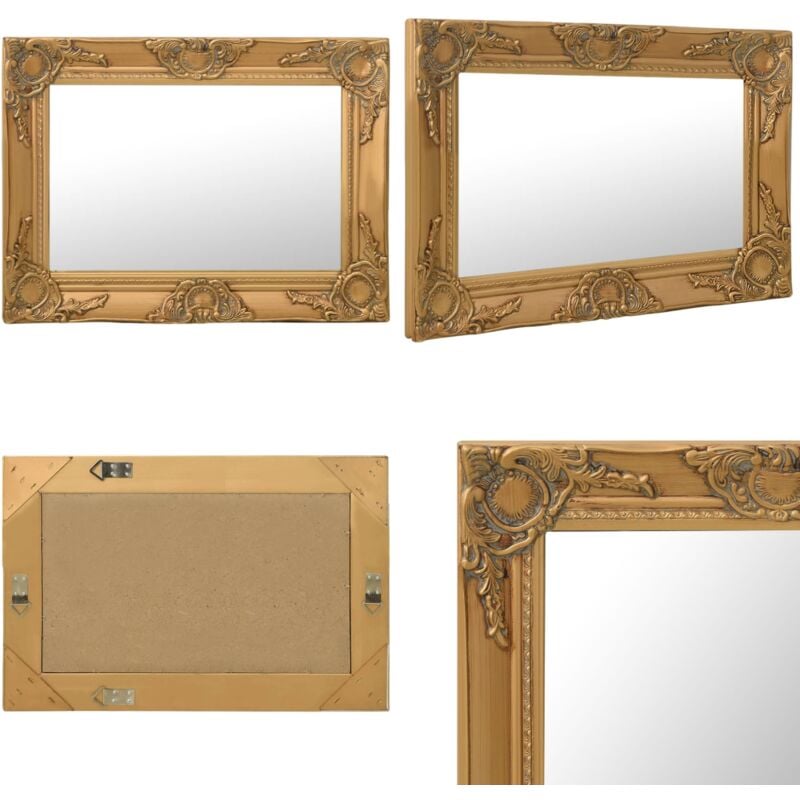Wandspiegel im Barock-Stil 60x40 cm Golden - Barockspiegel - Wandspiegel - Goldener Spiegel - Rechteckiger Spiegel - Vintage Spiegel - Home & Living