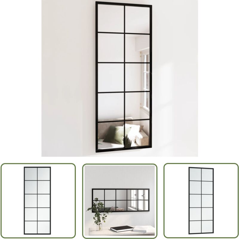 Prolenta Premium - The Living Store Wandspiegel Schwarz 100x40 cm Metall - Wandspiegel - Schwarzer Spiegel - Großer Spiegel - Rechteckiger Spiegel