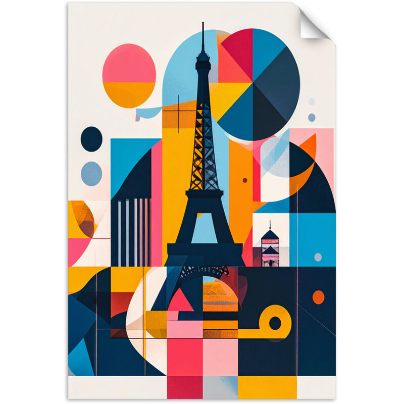 Selbstklebendes Poster – Wandsticker Paris Eiffelturm im Bauhaus-Stil 90x130 cm