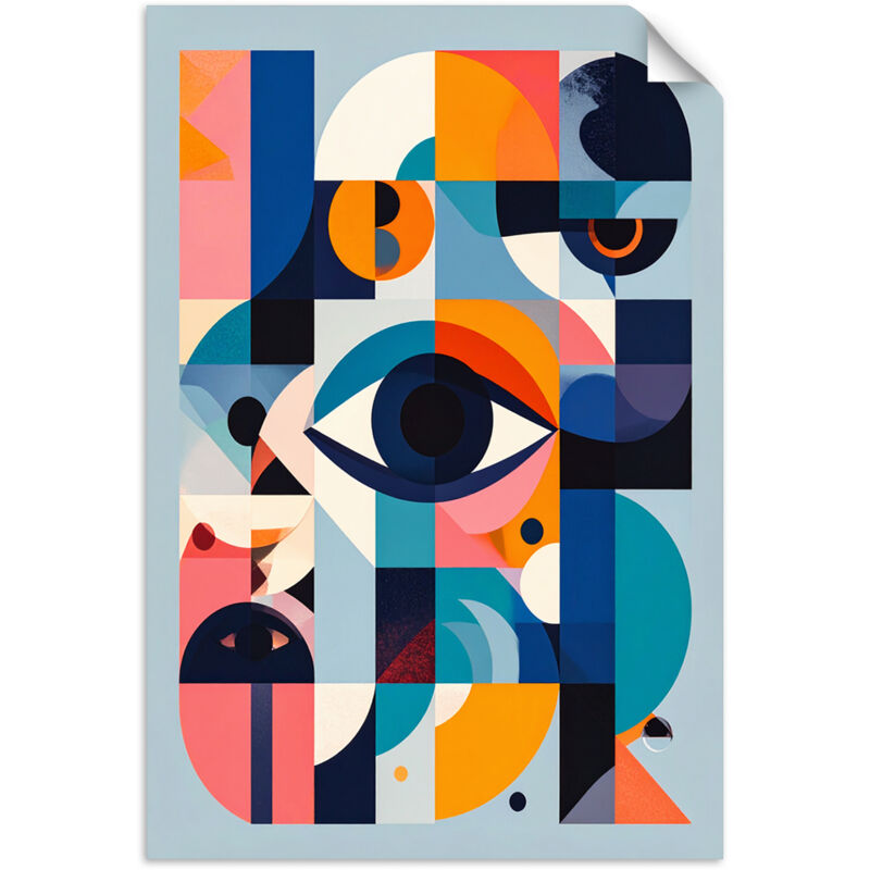 Selbstklebendes Poster – Wandsticker Abstraktion Auge im Bauhaus-Stil 20x30 cm