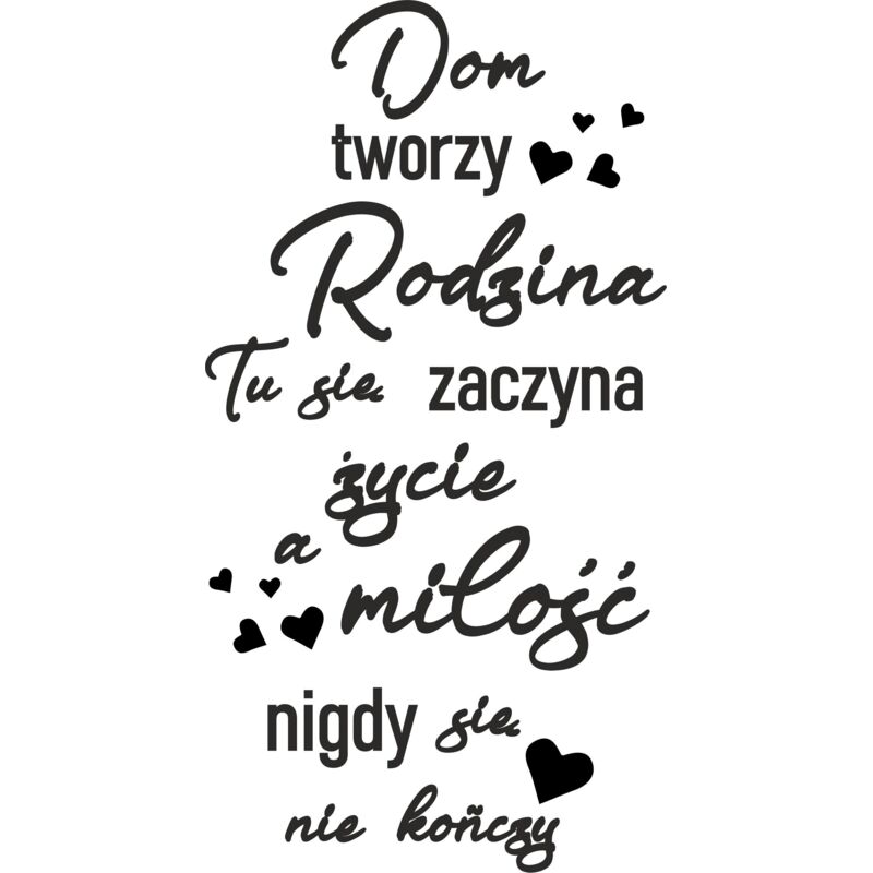 Wandtattoo Home Creates Family Life Love Hearts 100x50cm NC009