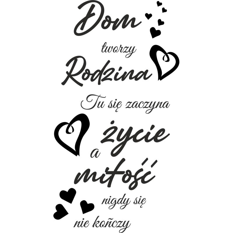 Wandtattoo Home Creates Family Life Love Hearts 100x50cm NC010