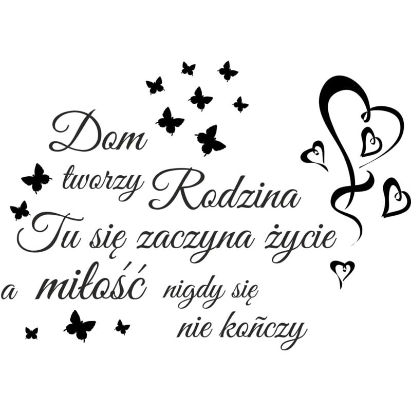 Wandtattoo Home Erstellt von Familie Liebe Herzen Schmetterlinge 100x50cm NC007