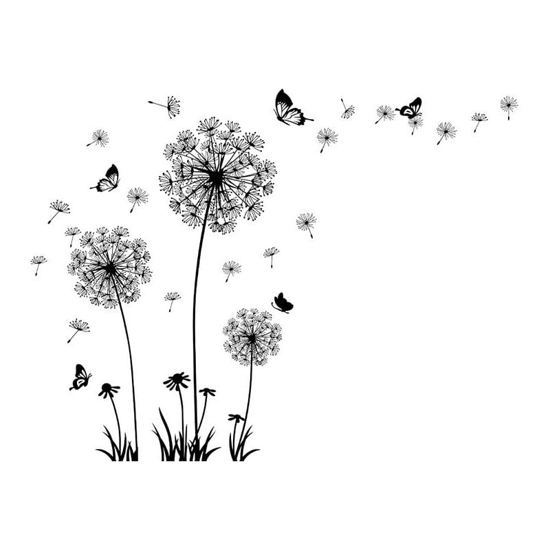 Bluedeer - Wandtattoo Löwenzahn, Wandtattoo Pusteblume Schmetterling Blumen