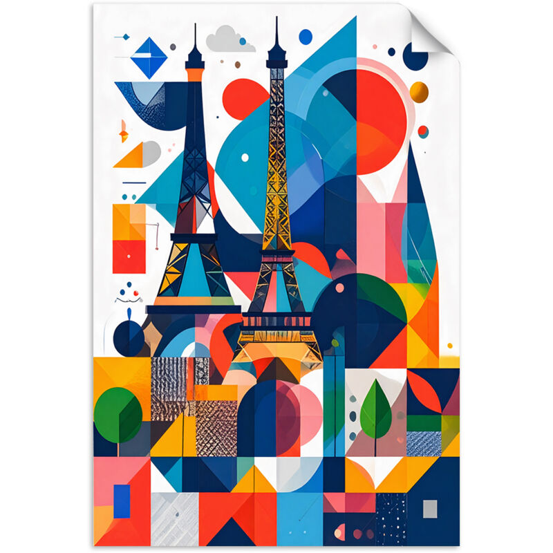 Selbstklebendes Poster – Wandsticker Paris Eiffelturm im Bauhaus-Stil 20x30 cm