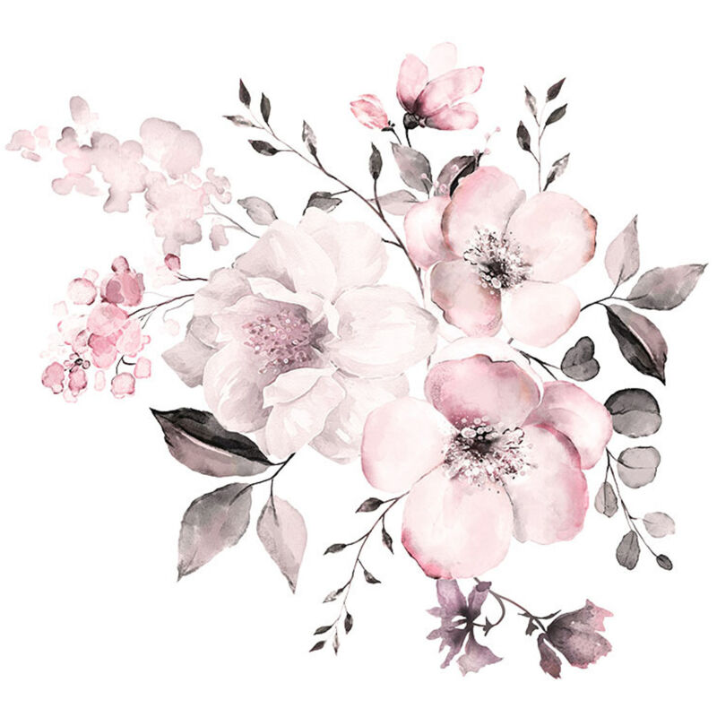 Wandtattoos mit Aquarellblumen, abnehmbare Deko-Aufkleber für Möbel, Küche oder Mädchenzimmer