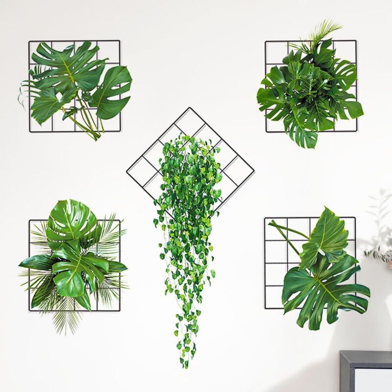Wandtattoos mit grünen Pflanzen, künstliche Hängepflanzen, 3D-Wandaufkleber, Wandtattoos mit grünen Pflanzen für Schlafzimmer, Wohnzimmer, Büro,
