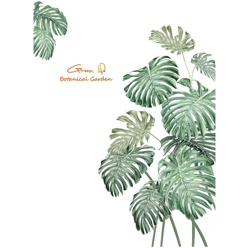 Wandtattoos mit tropischen Pflanzen, Wandaufkleber mit Palmenblatt, Grün