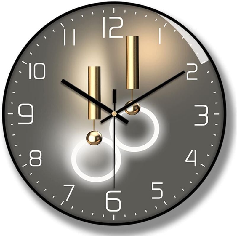 KZQ - Wanduhr, 30 cm Durchmesser, europäische runde digitale Quarz-Wanduhr, geeignet für Wohnzimmer, Schlafzimmer und Arbeitszimmer (schwarz)