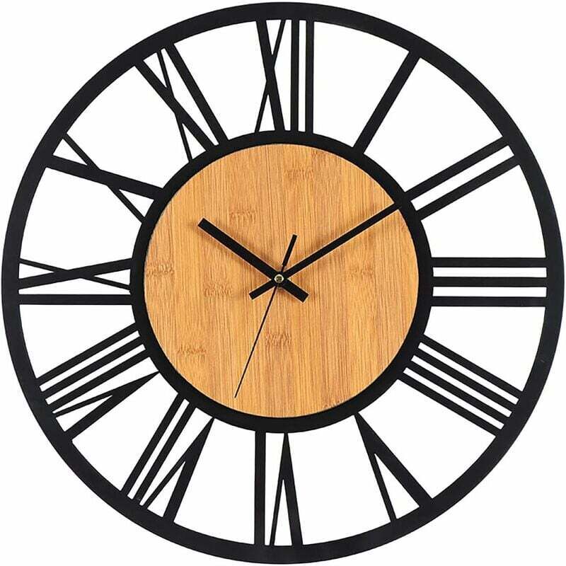 Peny - Wanduhr aus Metall und Holz, 40 cm, geräuschlos, tickt, Dekoration, Wohnzimmer, Schlafzimmer, Küche, Büro, Zuhause, große Wanduhr,