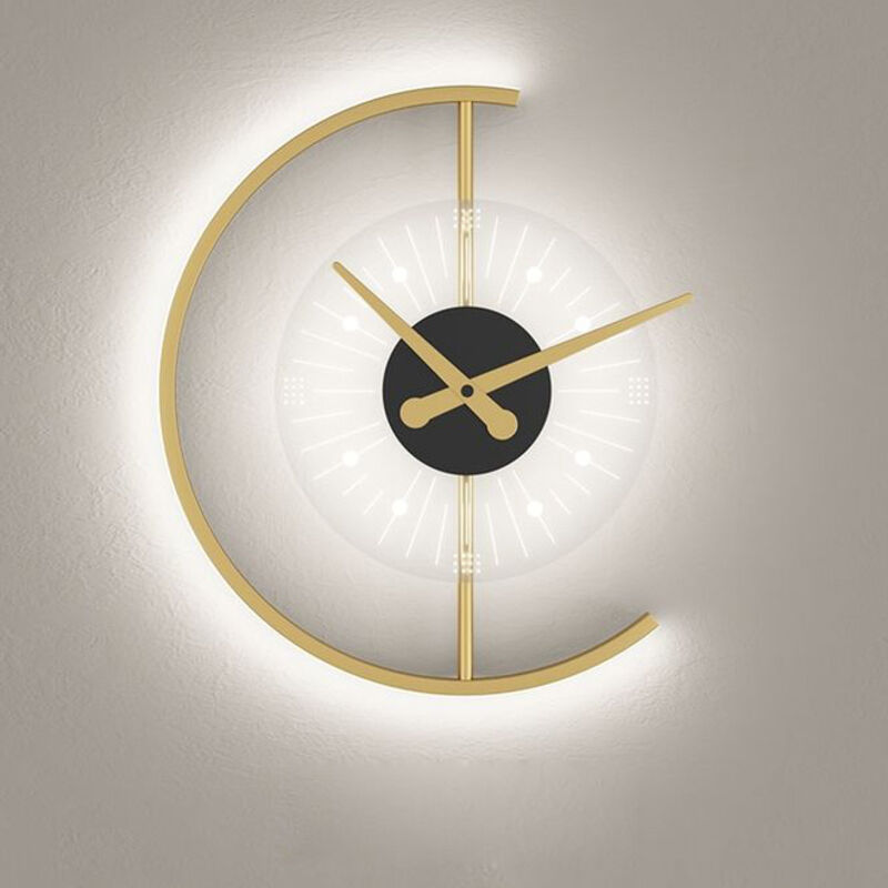 Wanduhr Wanduhr Moderne Uhr Wandlampe Wohnzimmer Schlafzimmer Nachttisch Gang Loft Golden Exquisite Acryl Home Design Innendekoration Lampe Wanduhr