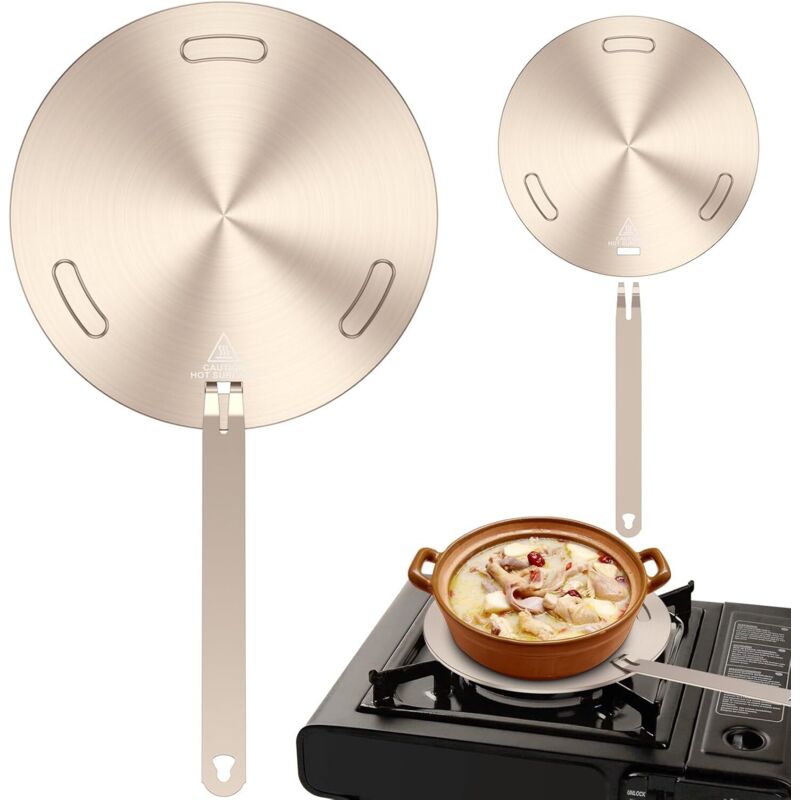 Wärmeverteiler aus Glas für Gasherd, Induktions-Konverterscheibe mit abnehmbarem Griff (9,45 Zoll)