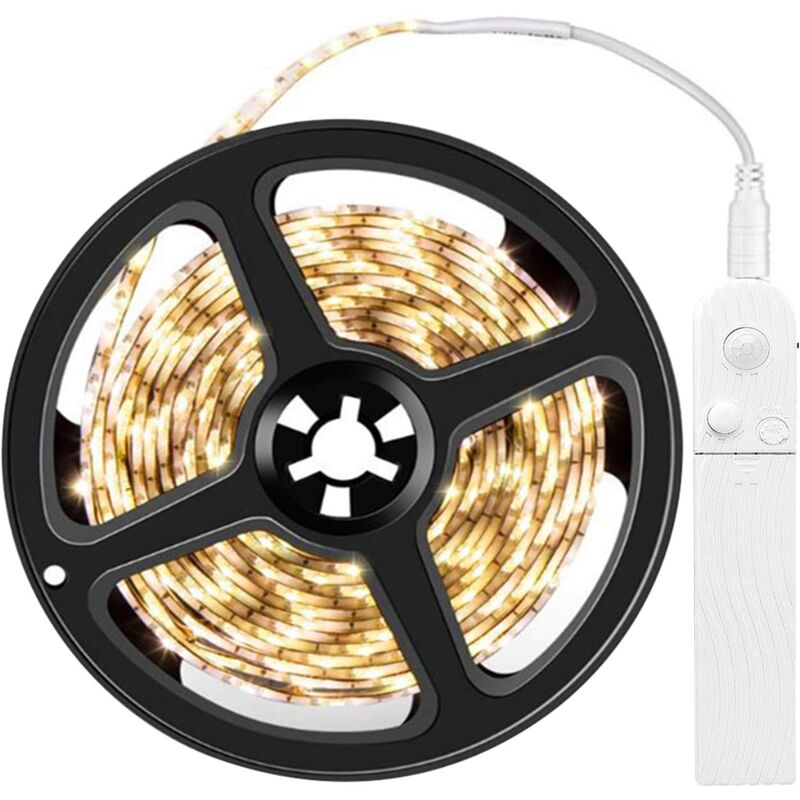 Warmweißes Lichtband, warmweißes LED-Lichtband, 2 m, 3000 k, warmweißes Band mit Bewegungssensor, wasserdichtes Band, flexibles Lichtband für die
