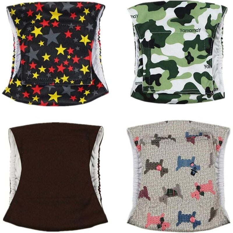 Waschbare Windeln für Rüden (4er-Pack) Anti-Pipi-Band Wiederverwendbare Hundewindeln (m (34-44 cm))——