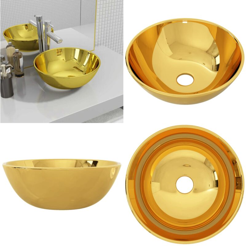 Vidaxl - Waschbecken 28 x 10 cm Keramik Golden - Waschbecken - Keramikwaschbecken - Goldenes Waschbecken - Aufsatzwaschbecken - Badezimmerarmature