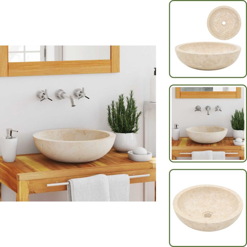 Marmor Waschbecken für Badezimmer - vidaXL Waschbecken 40x12 cm Marmor Creme - Marmor Waschbecken für Wohnzimmer