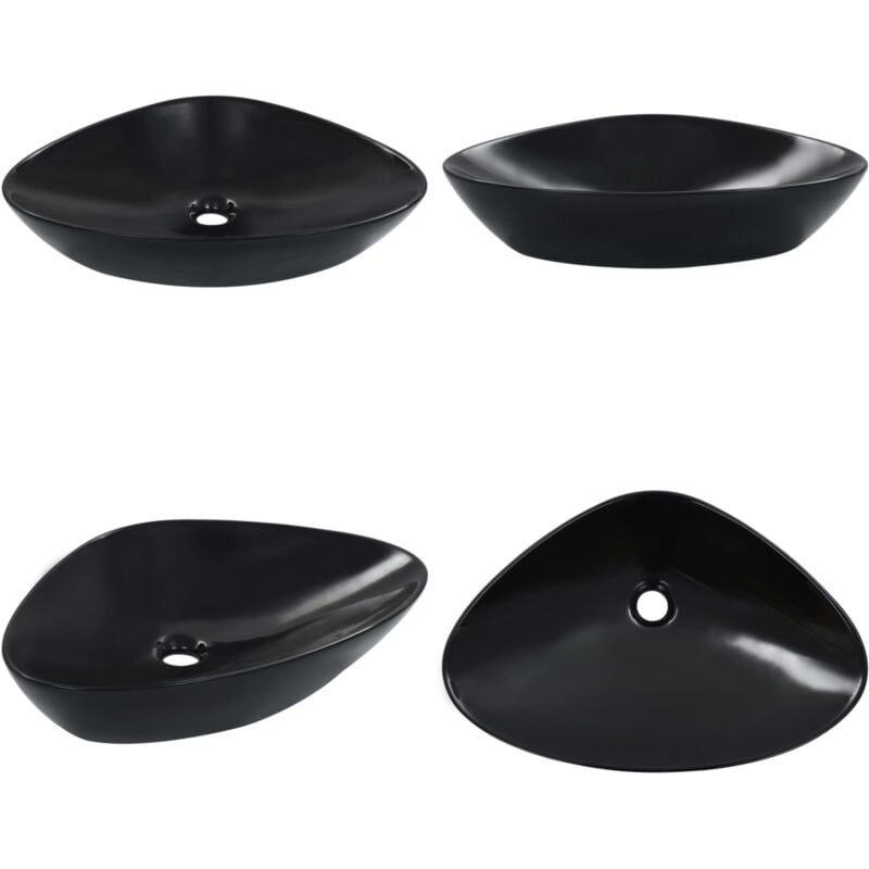 Vidaxl - Waschbecken 58,5 x 39 x 14 cm Keramik Schwarz - Waschbecken - Dreieckiges Waschbecken - Keramik Waschbecken - Schwarzes Waschbecken