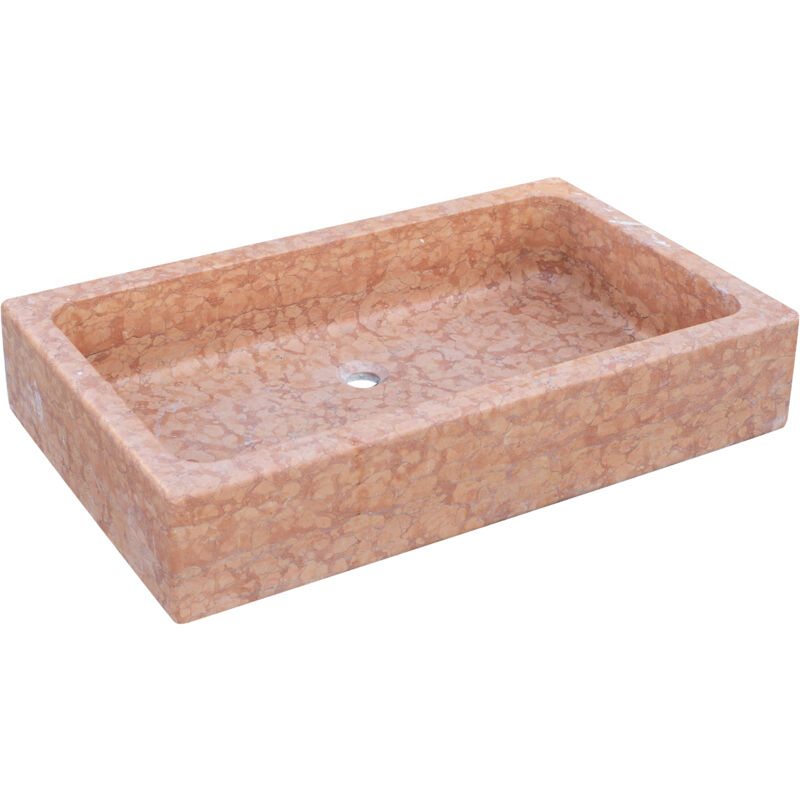 Biscottini - Waschbecken aus rotem Marmor Aufsatzwaschbecken Waschbecken aus Stein Waschbecken für innen und außen Brunnenbecken Waschbecken