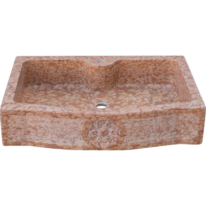 Biscottini - Waschbecken aus rotem Marmor Aufsatzwaschbecken Waschbecken aus Stein Waschbecken für innen und außen Brunnenbecken Waschbecken