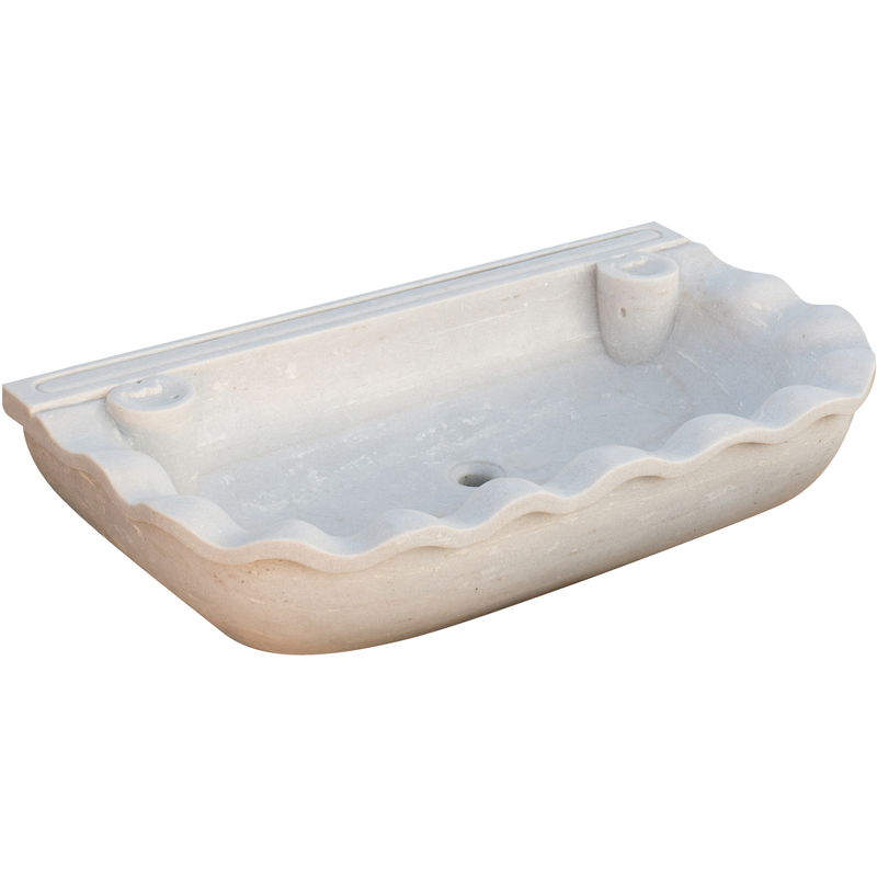 Biscottini - Waschbecken aus weißem Marmor Aufsatzwaschbecken Waschbecken aus Stein Waschbecken für innen und außen Brunnenbecken Waschbecken