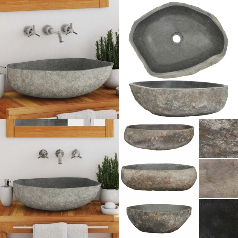 Vidaxl - Waschbecken Flussstein Oval (45-53)x(34-41) cm - Flusssteine Waschen - Ovales Waschbecken - Naturstein Waschbecken - Badezimmer Waschbecken