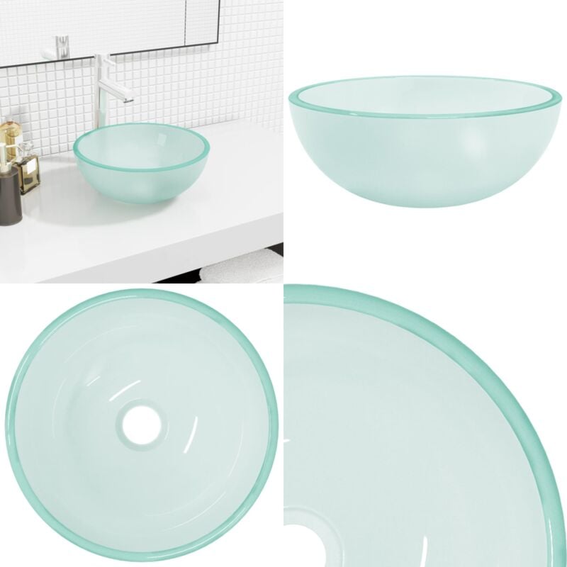 Waschbecken Hartglas 30x12 cm Matt - Waschbecken - Hartglas Waschbecken - Aufsatzwaschbecken - Modernes Waschbecken - Badezimmer Waschbecken - Home &