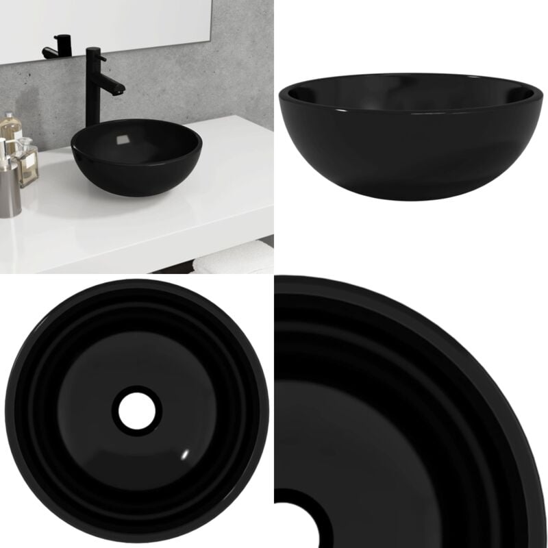 Vidaxl - Waschbecken Hartglas 30x12 cm Schwarz - Badezimmer Waschbecken - Glas Waschbecken - Schwarzes Waschbecken - Aufsatzwaschbecken