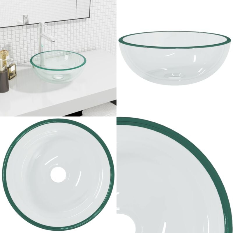 Waschbecken Hartglas 30x12 cm Transparent - Waschbecken - Glaswaschbecken - Aufsatzwaschbecken - Modernes Waschbecken - Designer Waschbecken - Home &