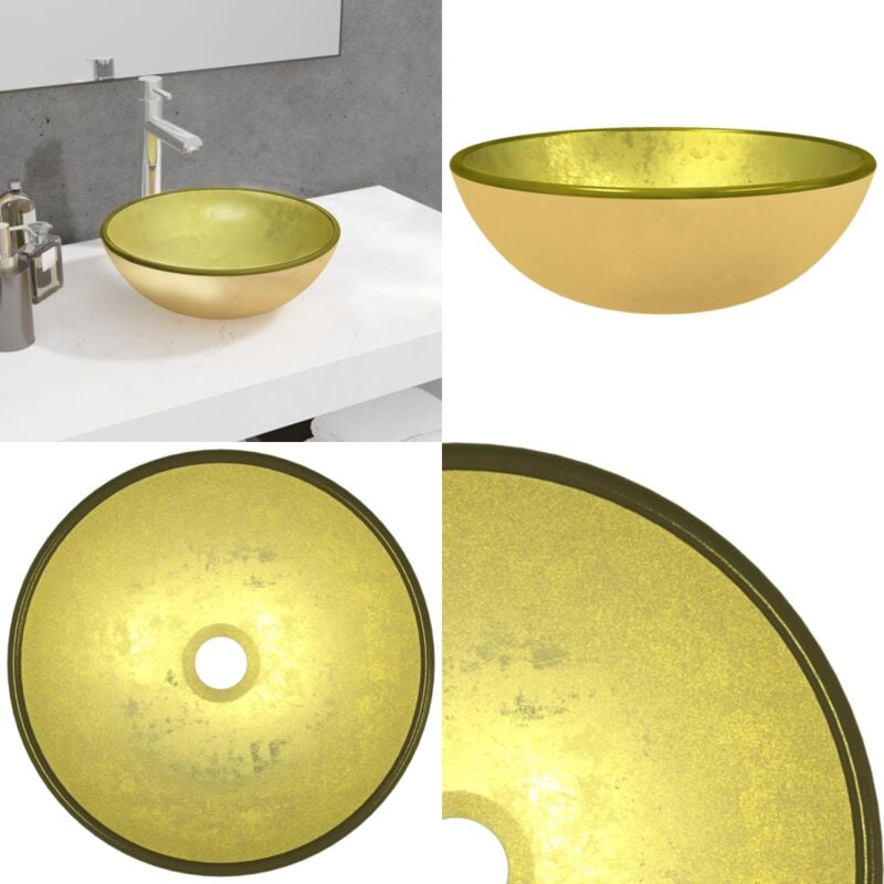 Vidaxl - Waschbecken Hartglas 35x12 cm Golden - Badezimmer Waschbecken - Aufsatzwaschbecken - Glas Waschbecken - Designer Waschbecken - Modernes