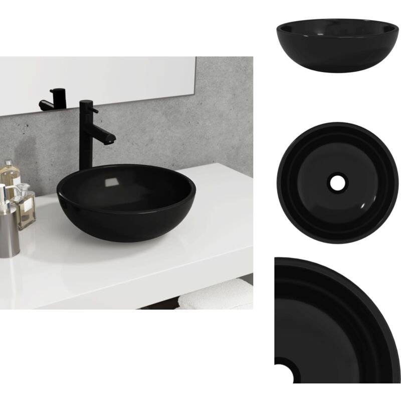Vidaxl - Waschbecken Hartglas 35x12 cm Schwarz - Waschbecken - Glaswaschbecken - Schwarzes Waschbecken - Auflegewaschbecken - Badezimmerarmatur