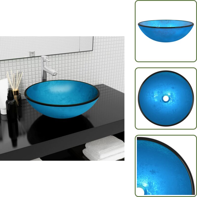 Vidaxl - Waschbecken Hartglas 42x14 cm Blau - Badezimmer Waschbecken - Aufsatzwaschbecken - Glas Waschbecken - Blaues Waschbecken - Modernes