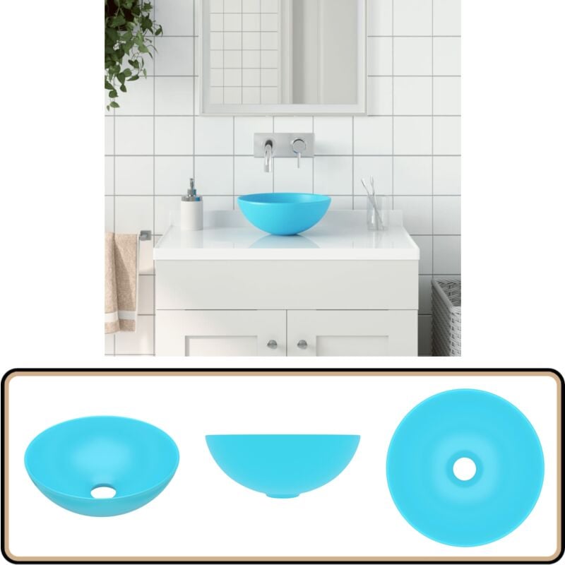 Waschbecken Keramik Hellgrün Rund - Waschbecken - Keramik-Waschbecken - Rundes Waschbecken - Aufsetzbecken - Badezimmer-Waschbecken