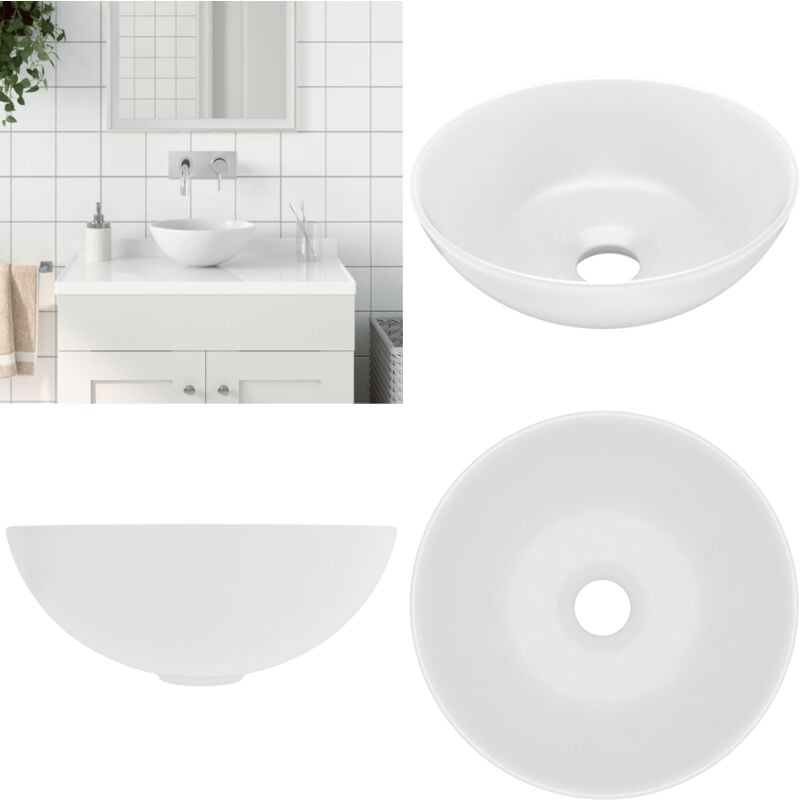 Waschbecken Keramik Mattweiß Rund - Waschbecken - Keramik-Waschbecken - Rundes Waschbecken - Aufsetzbecken - Matt Weiß - Home & Living