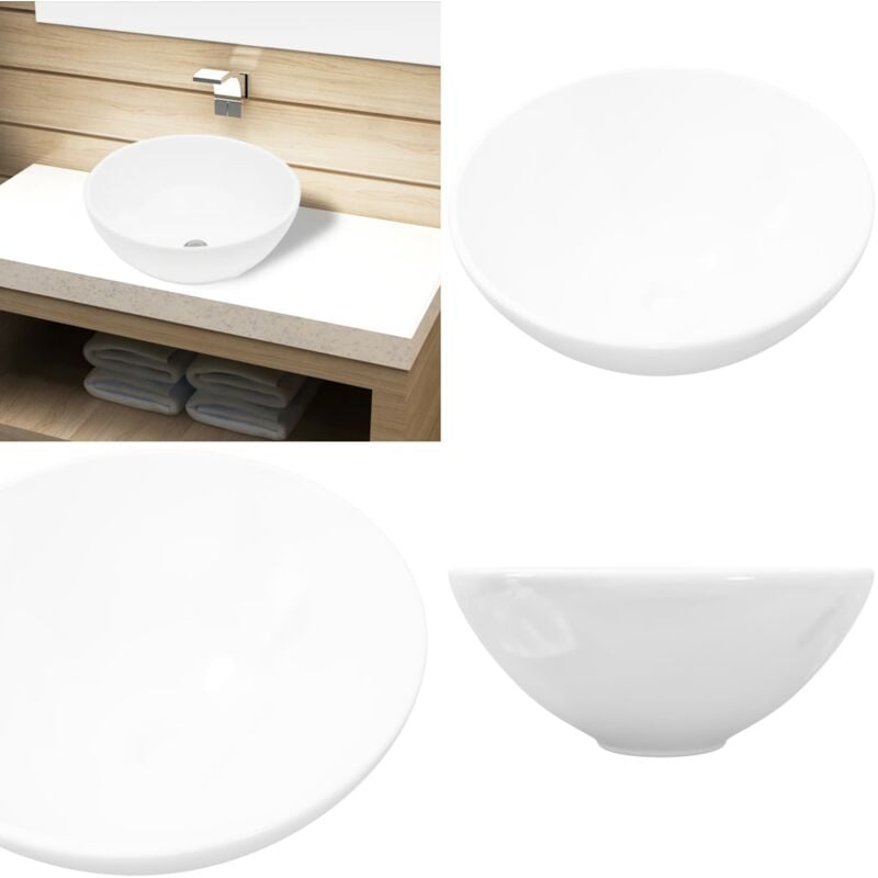 Vidaxl - Waschbecken Keramik Weiß Rund - Waschbecken - Keramikwaschbecken - Rundes Waschbecken - Weißes Waschbecken - Aufsatzwaschbecken - Home &