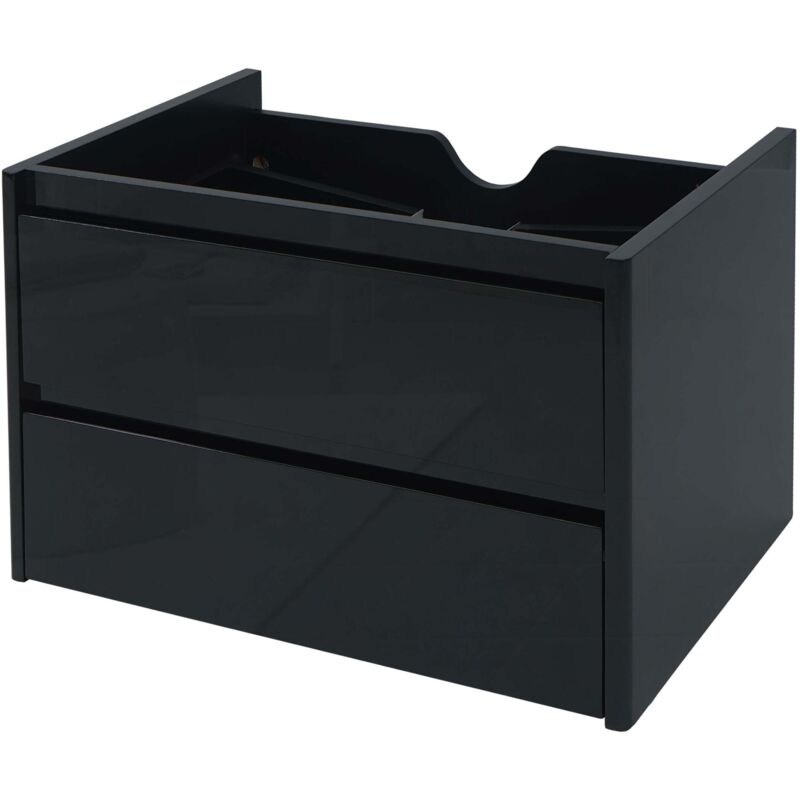 Waschbeckenunterschrank HHG 615, Waschtischunterschrank Waschtisch Badezimmer, hochglanz Soft-Close 50x60cm schwarz