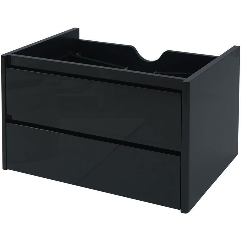 Waschbeckenunterschrank HHG 628, Waschtischunterschrank Waschtisch Badezimmer, hochglanz Soft-Close 50x80cm schwarz
