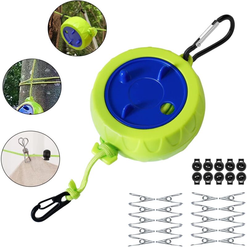 Lts Fafa - Wäscheleinen-Set, 10 m, tragbar, Anti-Wicklung, dehnbare Wäscheleine für Wäscheständer, Badezimmer, Outdoor-Camping, Outdoor, Garten oder