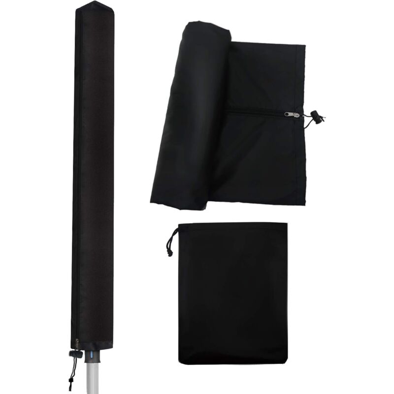 Wäscheleinen-Abdeckungen für Wäschespinne, schwarze, 165 cm, wasserdichte Schutzhülle mit Reißverschluss und Kordelzug für Wäschespinne im Garten,