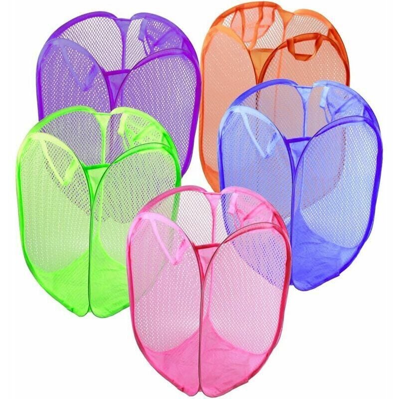 Wäschesäcke, Netz, faltbar, Pop-Up-Mesh-Wäschekorb, ideal zum Sortieren von Wäsche, Wäscheaufbewahrung, Spielzeug-Organizer (zufällige Farbe, 5
