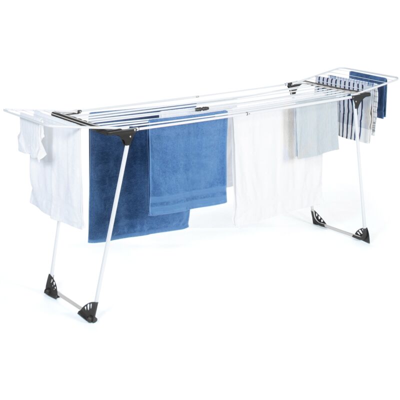 Idmarket - Wäscheständer ultra grau und weiß 160 bis 211.5 cm ausziehbarer Wäscheständer zusammenklappbar