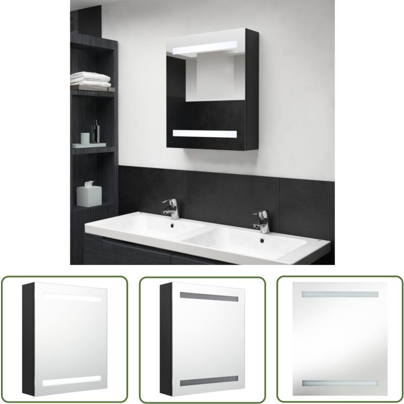 Jinlefu - The Living Store LED-Bad-Spiegelschrank Schwarz 50x14x60 cm - LED-Spiegelschrank - Badezimmerspiegel - Kosmetikspiegel - Wandregal