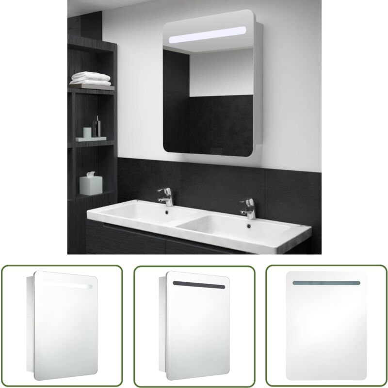 Jinlefu - The Living Store LED-Spiegelschrank 60x11x80 cm - LED-Spiegelschrank - Badezimmerspiegel - Kosmetikspiegel - Wandspiegel - Spiegelschrank