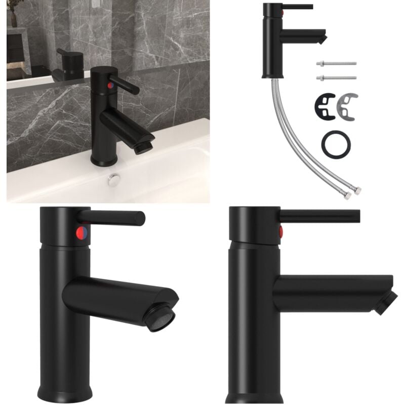 Vidaxl - Waschtischarmatur Schwarz 130x176 mm - Waschtische Armatur - Armaturenbad - Küchenarmatur - Schwarze Armatur - Messingmischer - Home & Living