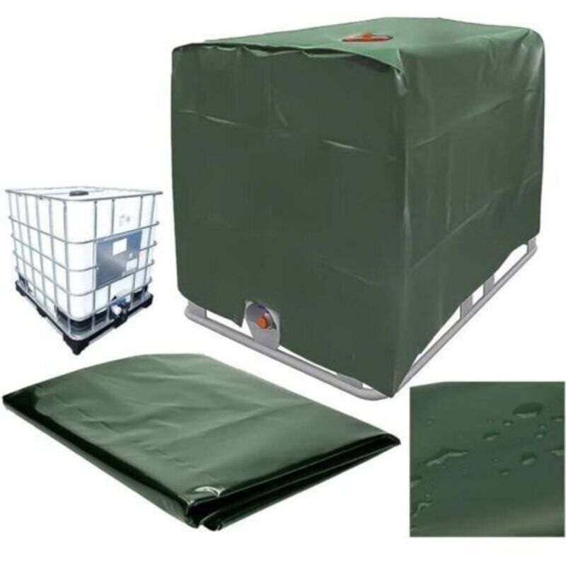 Wasserbehälter Abdeckung, IBC Tank Abdeckung für 1000L Tank, Schutzhülle Container Zisterne Wasser, Staubdicht Anti-UV Anti-Regen, 120x100x116cm