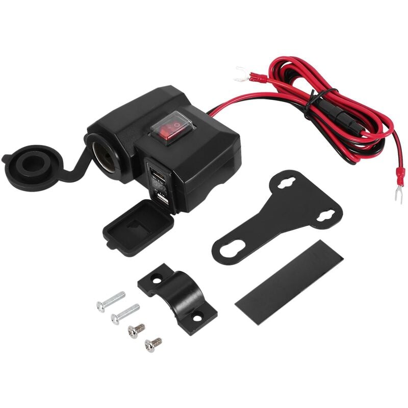Woosien - Wasserdicht Dual usb Motorrad Feuerzeug Steckdose Roller atv 12v Adapter Splitter Port Led Volt